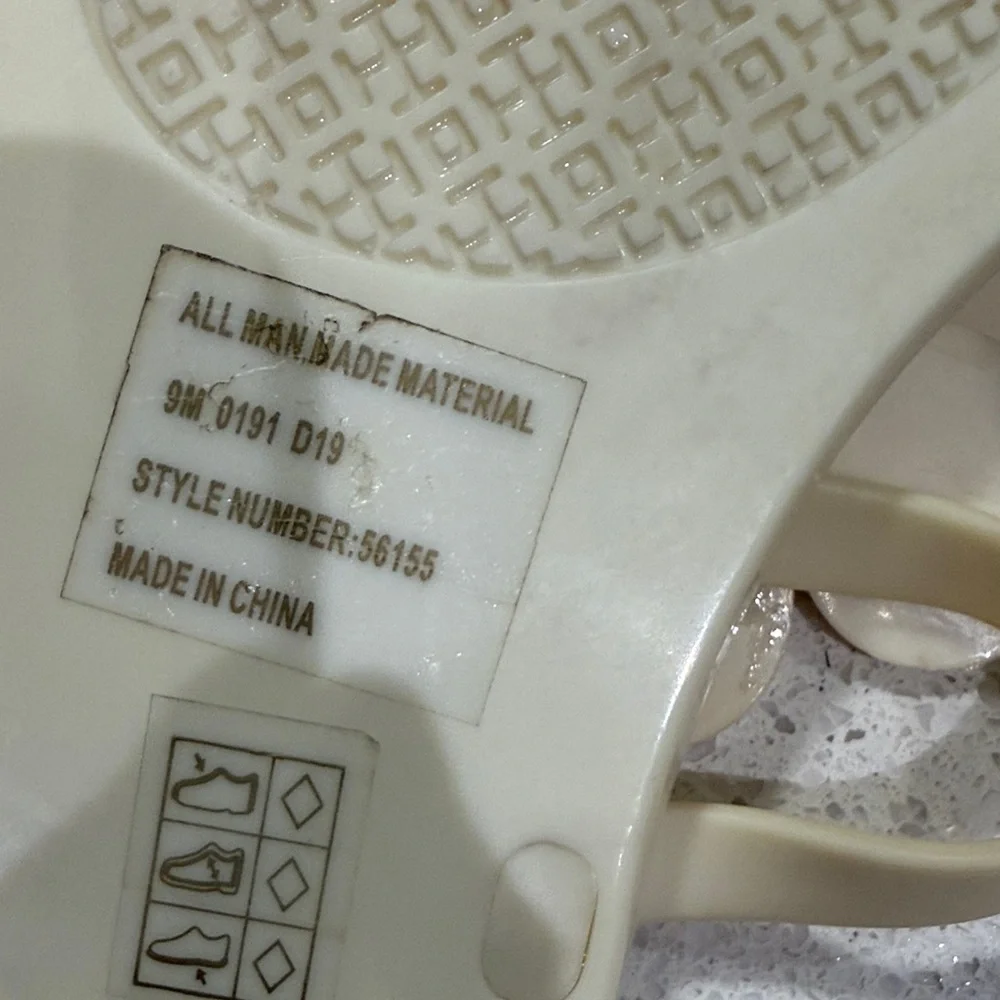 Tory Burch Cream Floral Jelly Thong Sandals